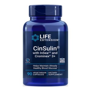 Life Extension, CinSulin with InSea and Crominex 3+, Helps Maintain Healthy Glucose for Those Already within Normal Range, 90 Vegetarian Capsules, Dietary Supplements, NON GMO