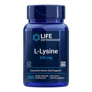 Life Extension, L-Lysine 620mg, Essential Amino Acid Support, Gluten Free, NON GMO, 100 Vegetarian Capsules, Dietary Supplement