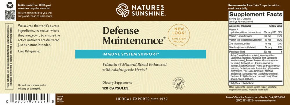 Nature's Sunshine, Defense Maintenance, Dietary Supplement, 120 Capsules - Image 2