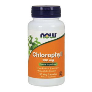 NOW, Chlorophyll 100 mg, Super Green, Free Radical Scavenger, With Alfalfa Powder, 90 Veg Capsules, Dietary Supplement
