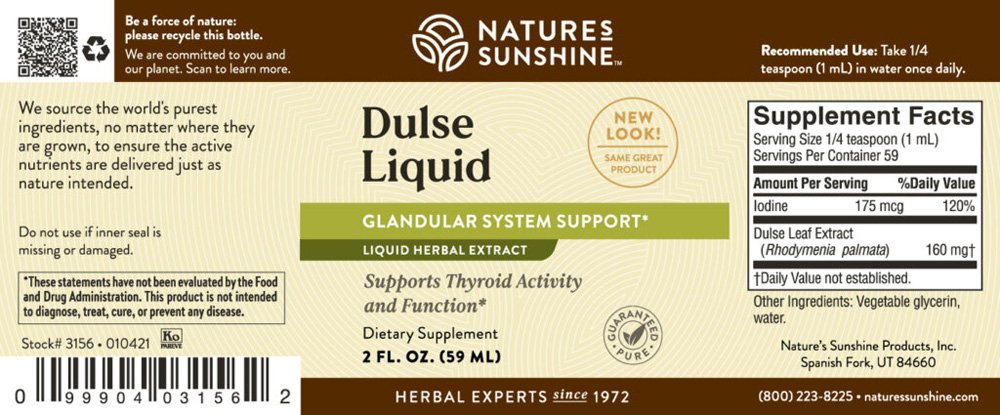 Nature's Sunshine, Dulse Liquid, Liquid Herbs, Supports Thyroid Activity and Function, Dietary Supplement, 2 fl oz (59ml) - Image 2