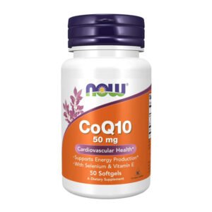 NOW, CoQ10 50mg, Cardiovascular Health, Supports Energy Production, with Selenium & Vitamin E, 50 Softgels