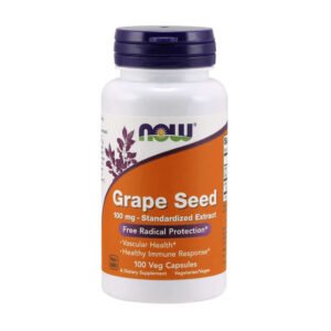 NOW, Grape Seed,100mg-Sandardizd Extract, Free Radical Protection, Vascular Health, Healthy Immune Response, 100 Veg Capsules, Dietary supplement, Vegetarian/Vegan, NON GMO