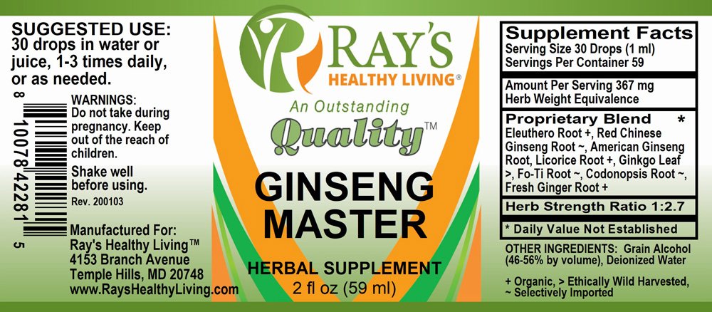 Ray's Healthy Living, Ginseng Master, Herbal Supplement, 2 fl oz (59ml) - Image 2