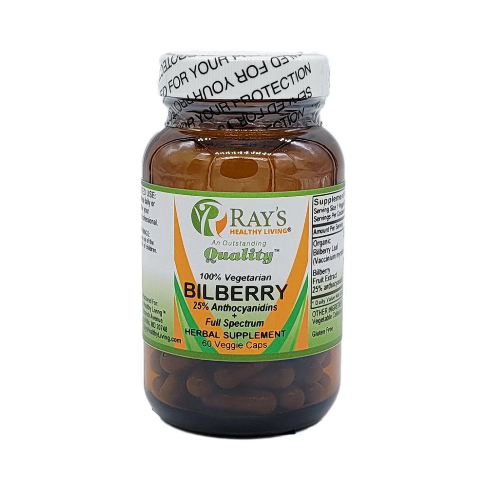 Ray's Healthy Living, Bilberry, 25% Anthocyanidins & Full Spectrum, Herbal Supplement, 60 Veggie Caps