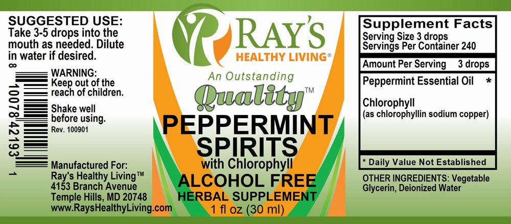 Ray's Healthy Living, Peppermint Spirits with Chlorophyll, Alcohol Free, Herbal Supplement, 1 fl oz (30ml) - Image 2