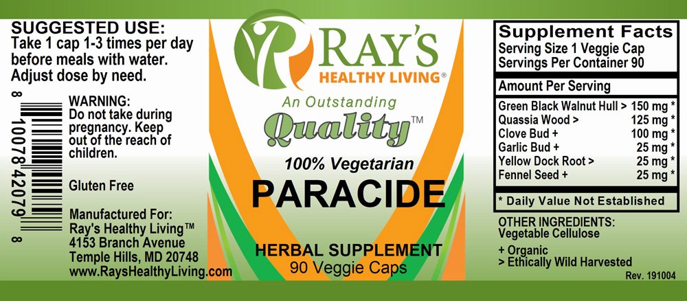 Ray's Healthy Living, Paracide, 100% Vegetarian, Herbal Supplement, 90 Veggie Caps - Image 2