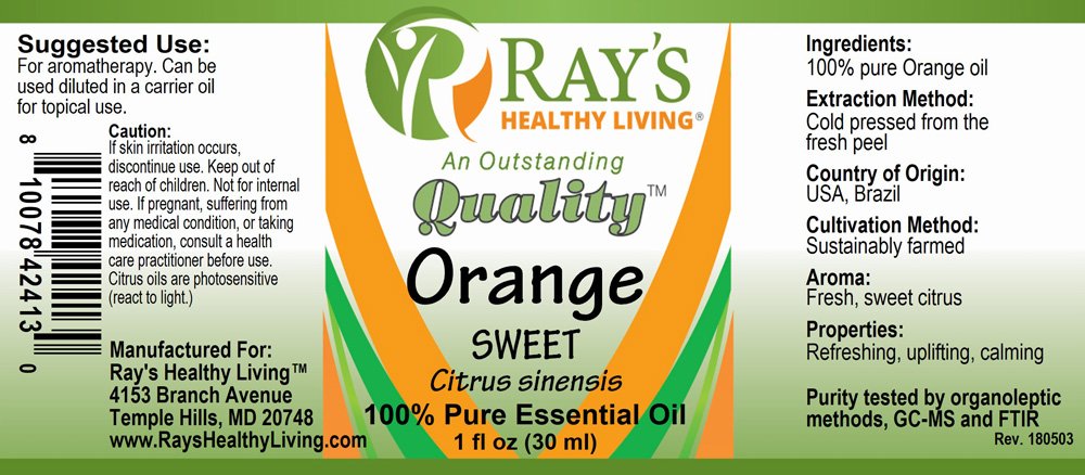Ray's Healthy Living, Orange Sweet (Citrus sinsensis), 100% Pure Essential Oil, 1 fl oz (30ml) - Image 2