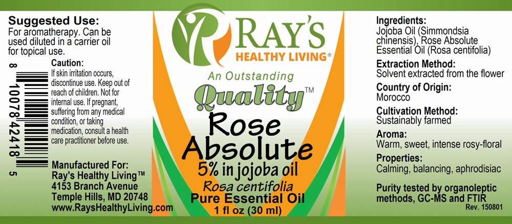 Ray's Healthy Living, Rose Absolute Oil, 5% in Jojoba Oil, Rosa centifolia, Pure Essential Oil, 1 fl oz (30ml) - Image 2