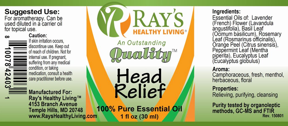 Ray's Healthy Living, Head Relief, 100% Pure Essential Oil, 1 fl oz - Image 2