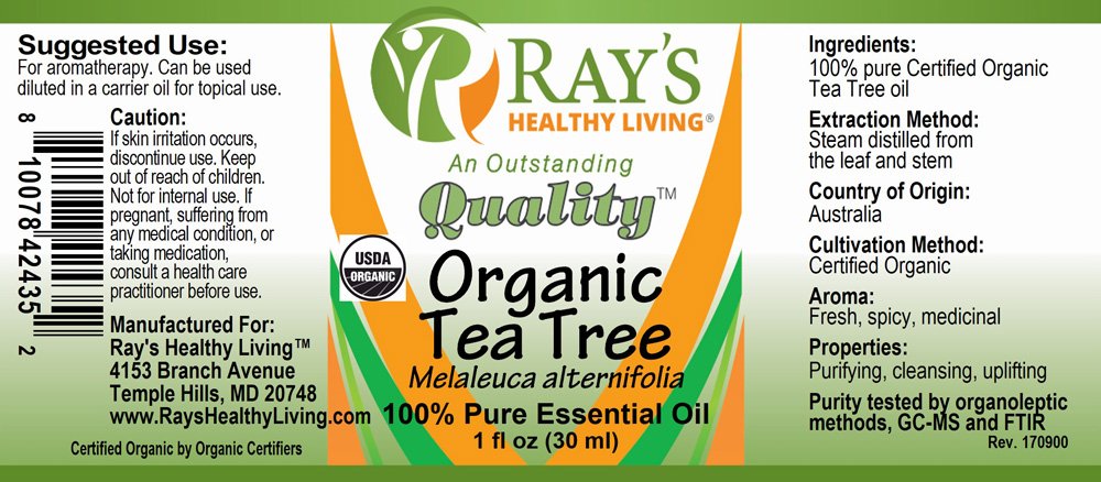 Ray's Healthy Living, Organic Tea Tree (Melaleuca alternifolia), 100% Pure Essential Oil, 1 fl oz (30ml) - Image 2