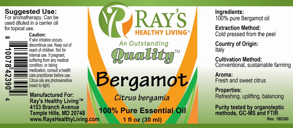 Ray's Healthy Living, Bergamot (Citrus bergamia), 100% Pure Essential Oil, 1 fl oz (30ml) - Image 2