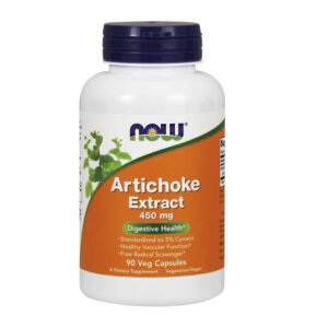 NOW, Artichoke Extract 450mg, Digestive Health, Standardized to 5% Cynarin, Healthy Vascular Function, Free Radical Support, 90 Veg Capsules, Dietary Supplement, Vegetarian/Vegan