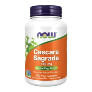 NOW, Cascara Sagrada 450mg, Herbal Regularity, Promotes Bowel Function, 250 Veg Capsules, Dietary Supplement, Vegetarian/Vegan, NON GMO, Kosher