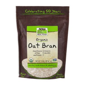 NOW, Organic Oat Bran, Good Source of Fiber and Protein, Grown in the USA, Hearty, Nutritious & Wholesome, Net Wt. 14 oz (397g), NON GMO, USDA Organic,