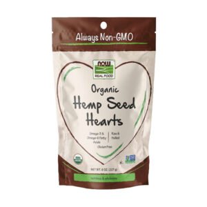 NOW, Organic Hemp Seed Hearts, Omega-3 & Omega-6 Fatty Acids, Raw & Hulled, Gluten Free, Nutritious & Wholesome, Net Wt. 8 oz (227g), NON GMO, USDA Organic, Kosher