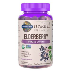 Garden of Life, mykind Organics, Elderberry Immune Gummy, With Echinacea Zinc and Vitamin C, Made with Real Fruit, Real Food Herbal Organic Supplement, 120 Vegan Gummy Drops, Gluten Free, NON GMO, USDA Organic, Kosher