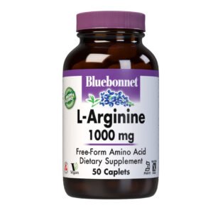 Bluebonnet, L-Arginine 1,000mg, Free-Form Amino Acid, Dietary Supplement, AJIPURE Amino Acids, NON GMO, Vegan, Kosher, Gluten Free, 50 Caplets