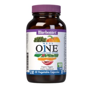 Bluebonnet, MEN'S ONE, Whole Food-Based Multiple, With Organic Veggies, Dietary Supplement, 30 Vegetarian Capsules, NON GMO, Kosher, Soy Free, Gluten Free