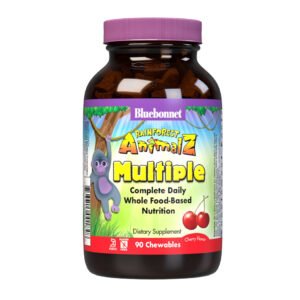 Bluebonnet, Rainforest Animal Z Multiple, Complete Daily, Whole Food-Based, Nutrition, Assorted Fruit Flavors, Dietary Supplement, 90 Chewables, Kosher, Gluten Free,