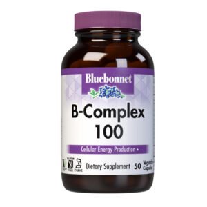 Bluebonnet, B-Complex 100, High Potency B-Complex, Dietary Supplement, Vegan, Kosher, Gluten Free, 50 Vegetarian Capsules