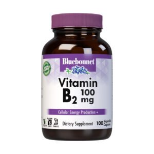 Bluebonnet, Vitamin B-2, 100mg, Dietary Supplement, NON GMO, Vegan, Kosher, Gluten Free, 100 Vegetable Capsules