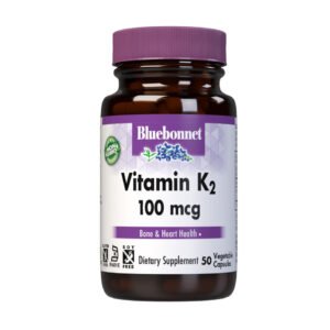 Bluebonnet, Vitamin K2 100mcg, Menaquinone-7 (MK-7), Dietary Supplement, NON GMO, Soy Free, Vegan, Kosher, Gluten Free, 50 Vegetable Capsules