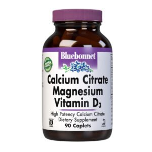 Bluebonnet, Calcium Citrate Magnesium Vitamin D3, High Potency Calcium Citrate, Dietary Supplement, 90 Caplets, Gluten Free, NON GMO, Kosher