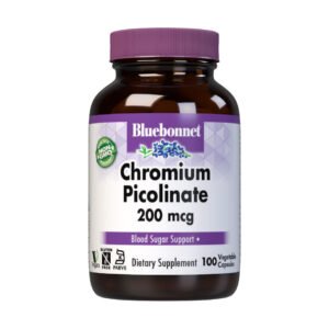Bluebonnet, Chromium Picolinate 200mcg, Dietary Supplement, 100 Vegetable Capsules, Yeast Free, NON GMO, Vegan, Kosher, Gluten Free