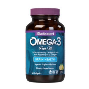 Bluebonnet, Omega-3 Brain Formula, Triglyceride Form, DHA 860mg/ EPA 120mg per Serving, Dietary Supplement, 60 Softgels, Molecularly Distilled, Epax, Gluten Free