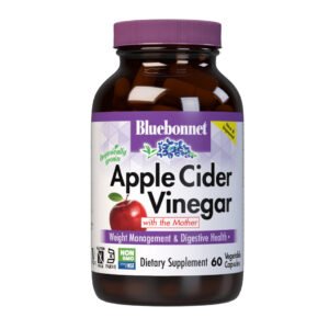 Bluebonnet, Apple Cider Vinegar, with the Mother, Organically Grown, Weight Management & Digestive Health, Dietary Supplement, 60 Vegetable Capsules, Vegan, Gluten Free, Kosher, NON GMO