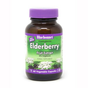 Bluebonnet, Elderberry Fruit Extract, Standardized, 30% Polyphenols, Herbal Supplement, 60 Vegetable Capsules, NON GMO, Vegan, Kosher, Gluten Free
