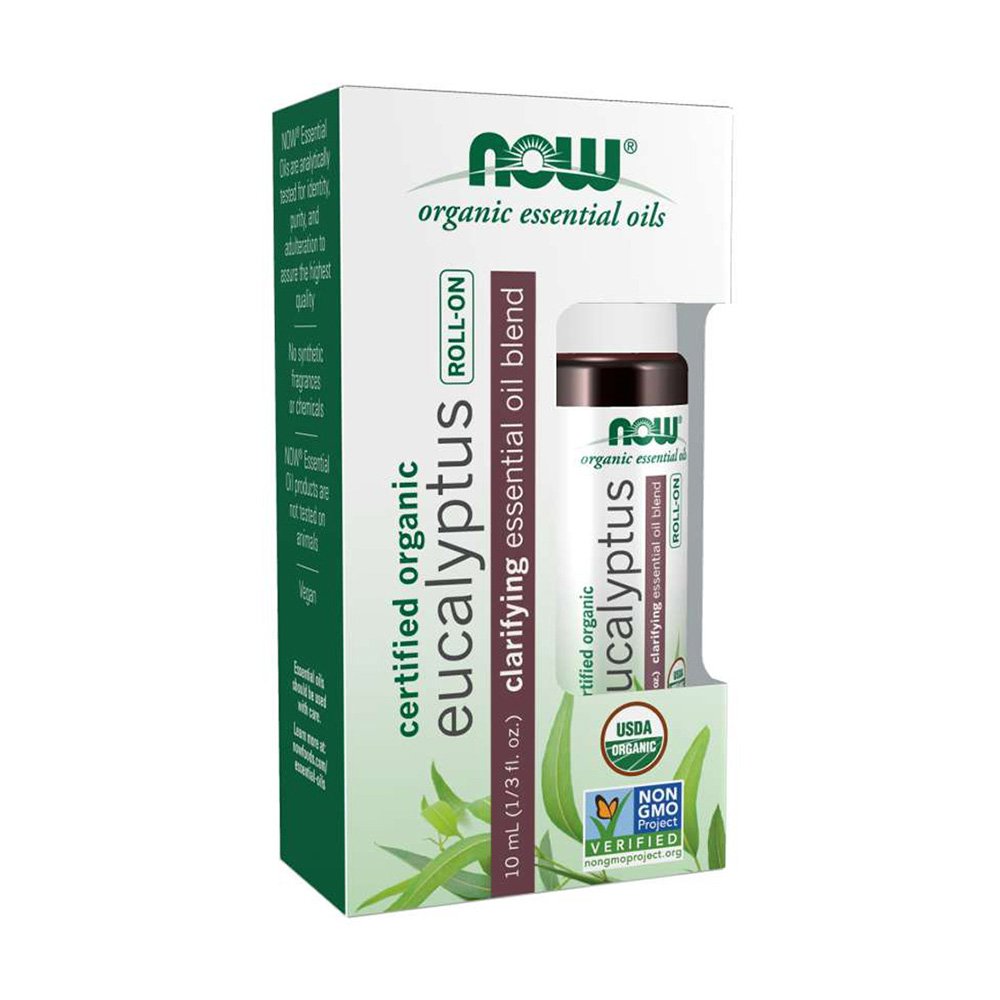 NOW, Organic Essential Oils, Certified Organic Eucalyptus, Roll-On, Clarifying Essential Oil Blend, NON GMO, USDA Organic, 10 ml (1/3 fl oz)