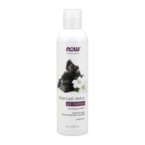 NOW, Charcoal Detox, Gel Cleanser, Purifying System, Most Skin Types, Helps Remove Skin Impurities, Paraben Free, 8 fl oz (237ml)