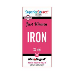 Superior Source, Just Women, Iron 25mg, 90 MicroLingual Instant Dissolve Tablets Dietary Supplement, GMO Free