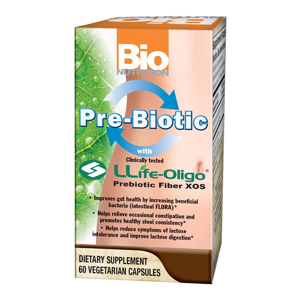 Bio Nutrition, Pre-Biotic 1,400mg, with Clinically Tested Life-Oligo Prebiotic Fiber XOS, Improves Gut Health By Increasing Beneficial Bacteria (Intestinal FLORA), Helps Relieve Occasional Constipation and Promotes Healthy Stool Consistency, Helps Reduce Symptoms of Lactose Intolerance and Improve Lactose Digestion, Dietary Supplement, 60 Vegetarian Capsules
